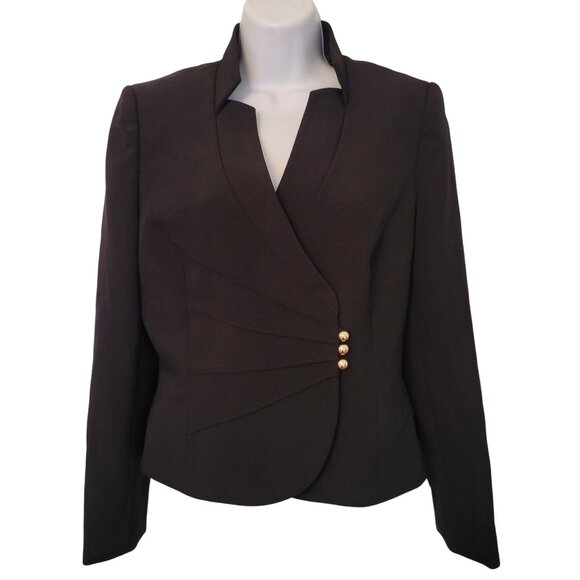 Tahari Arthur S Levine Black Fitted Blazer Jacket 6 Career Office Business - Picture 1 of 6